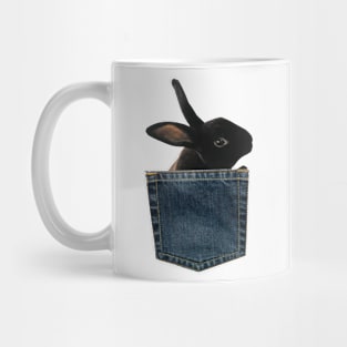 Black Bunny in Denim Pocket Mug